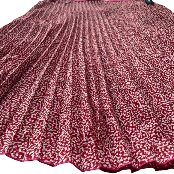 Vince Camuto Pleated Midi Skirt Pink Red Ivory White XL XXL Floral Workwear - Picture 3 of 8